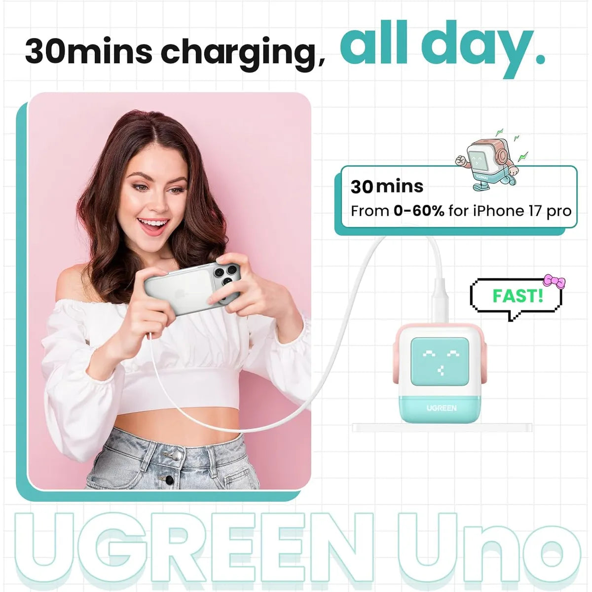 UGREEN CD359 45089 Cargador Nexode 30W USB-C PD GaN iPhone Samsung