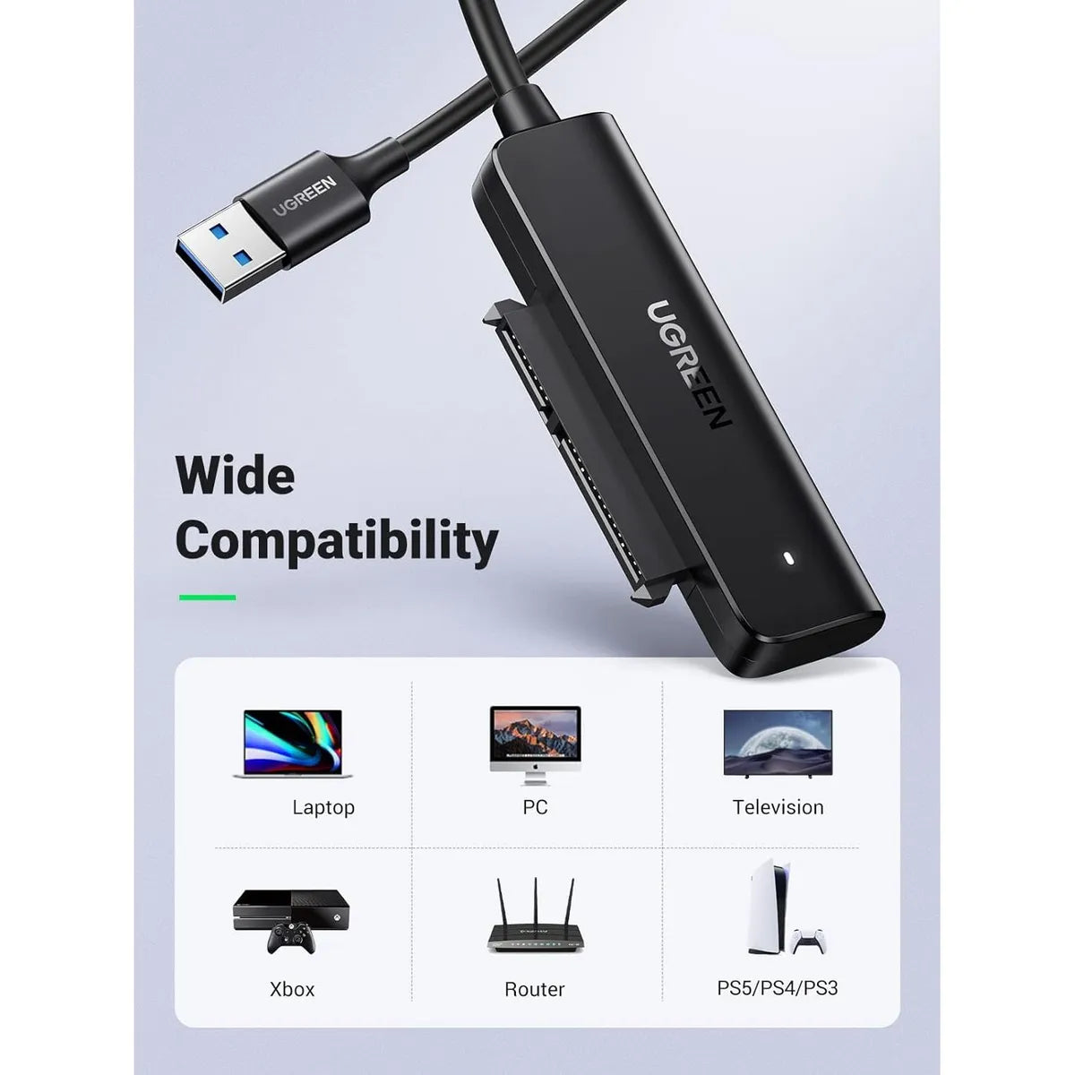 UGREEN CM321 70609 Adaptador SATA a USB-A para Disco 2.5" SSD HDD