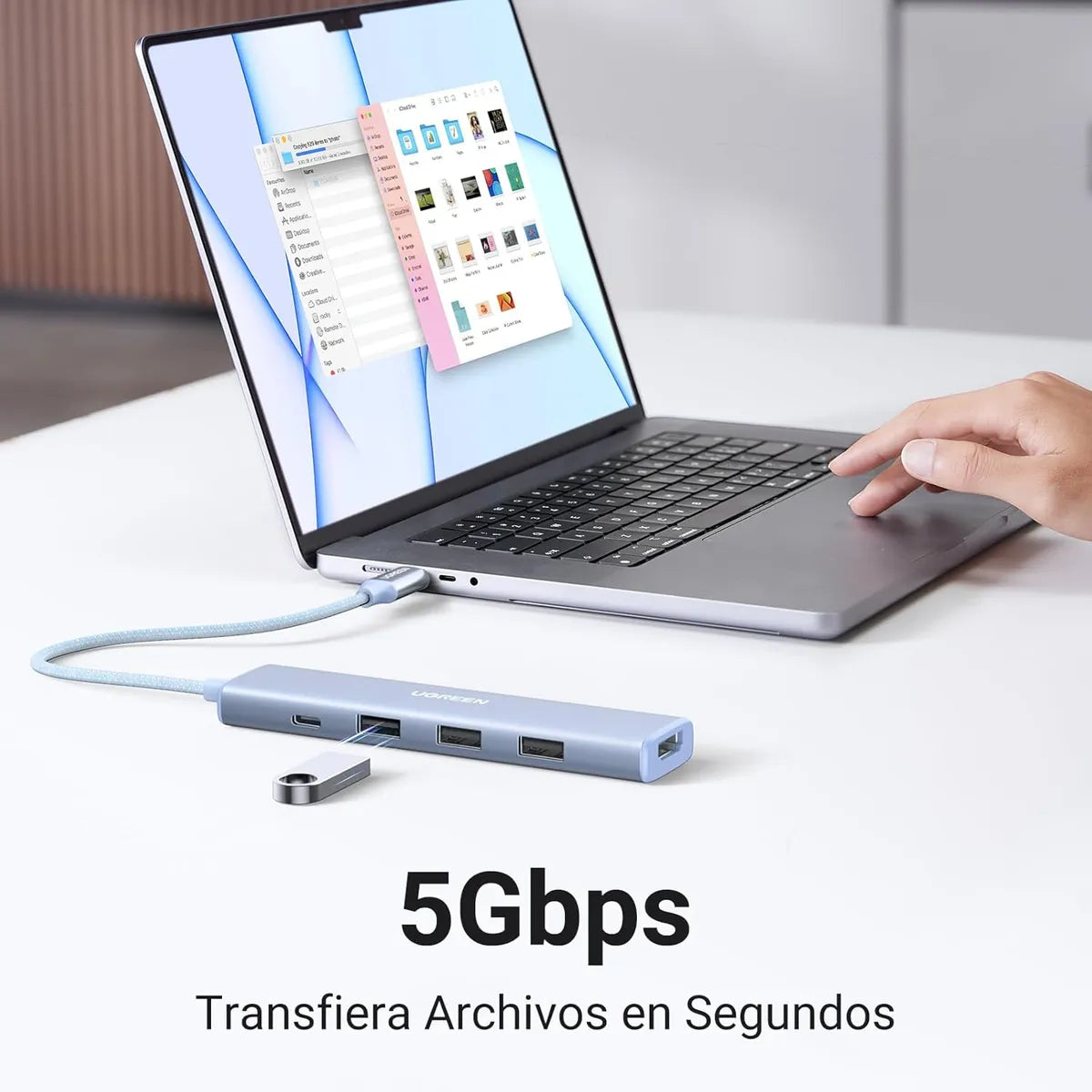 UGREEN CM478 35581 Hub 5 En 1 USB-C HDMI 4K 3x USB-A 3.0 PD 100W