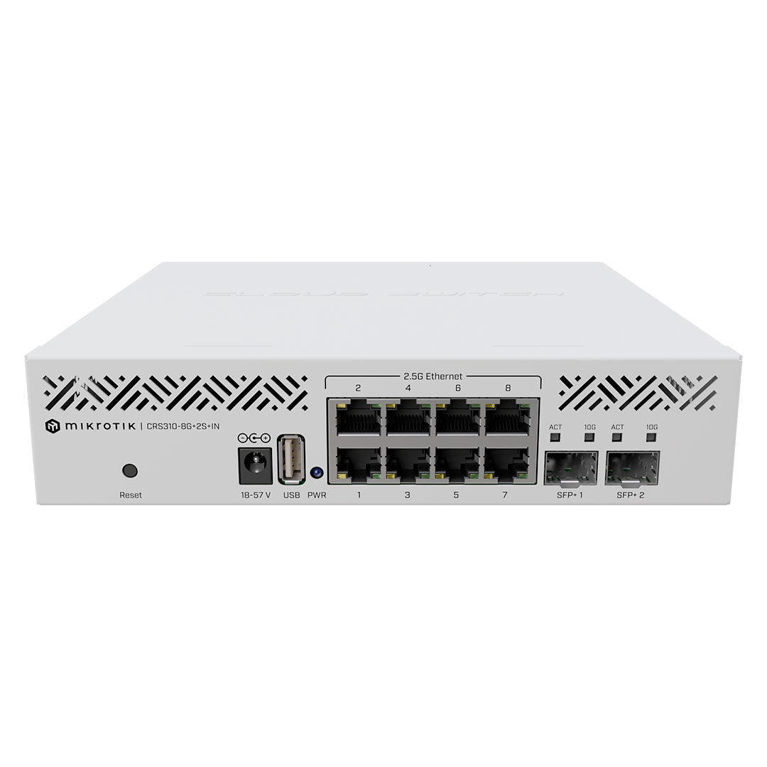 MIKROTIK CRS310-8G+2S+IN Switch Para Interiores de 8 Puertos 2.5 Gigabit Y 2 SFP+