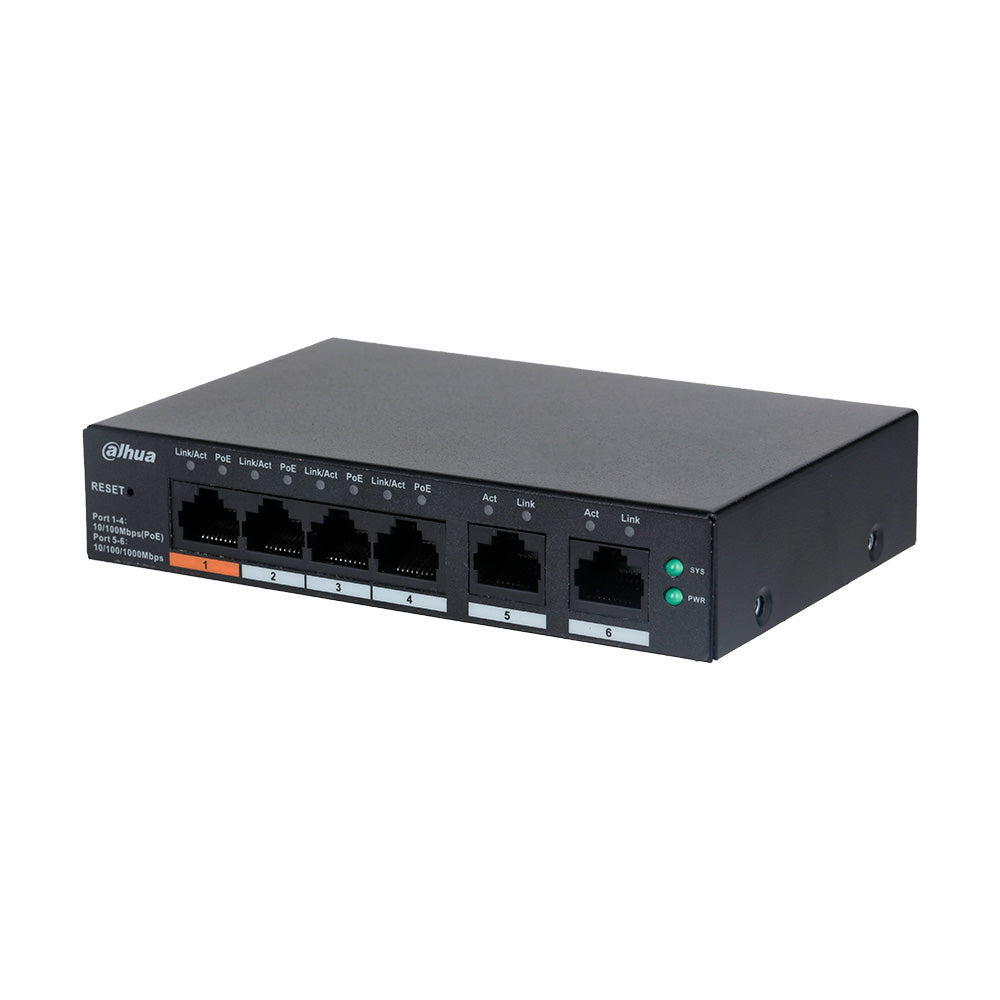 DAHUA CS4006-4ET-60 Switch Cloud 4 Puertos POE 10/100Mbps y 2Uplink Gigabit 60w