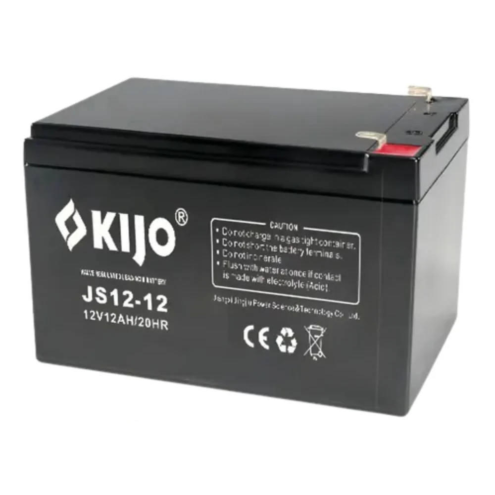 KIJO JS12-12AH Bateria 12V-12AH Seca AGM para UPS y Paneles Solares 15.1x9.8x9.6cm