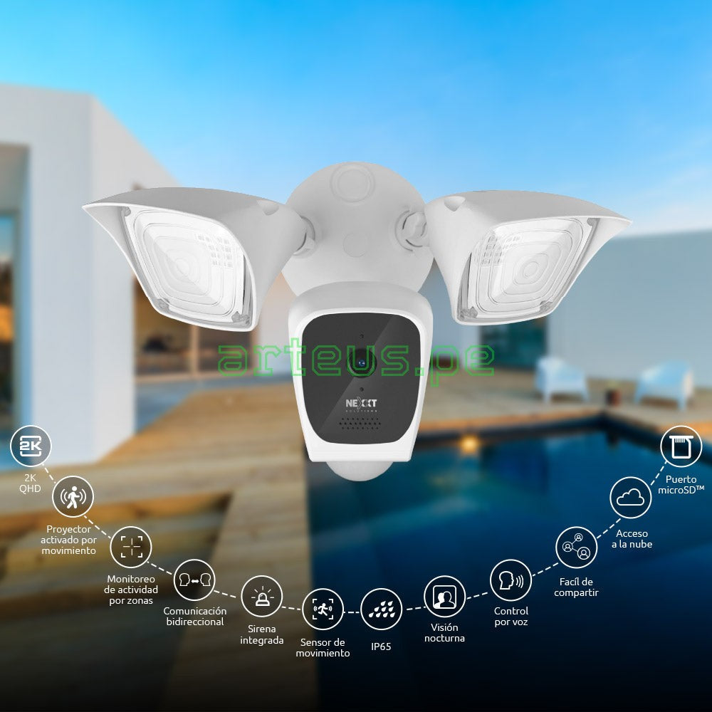 NEXXT SOLUTIONS NHC-F610 Cámara de Seguridad WIFI Con Proyector Activado por Movimiento