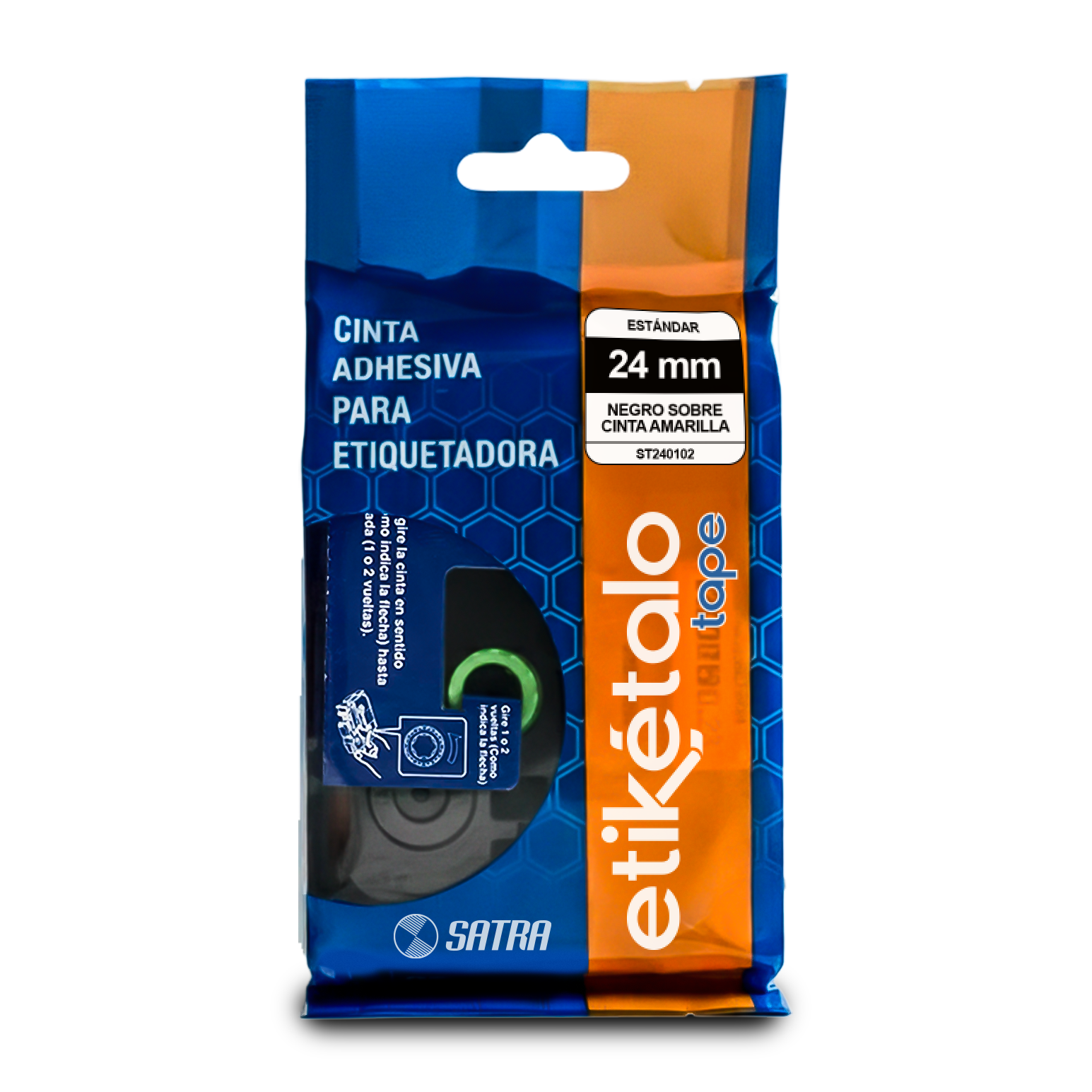 ETIKETALO TAPE FT240101 CINTA FUERTE NEGRO SOBRE CINTA BLANCA 24MM