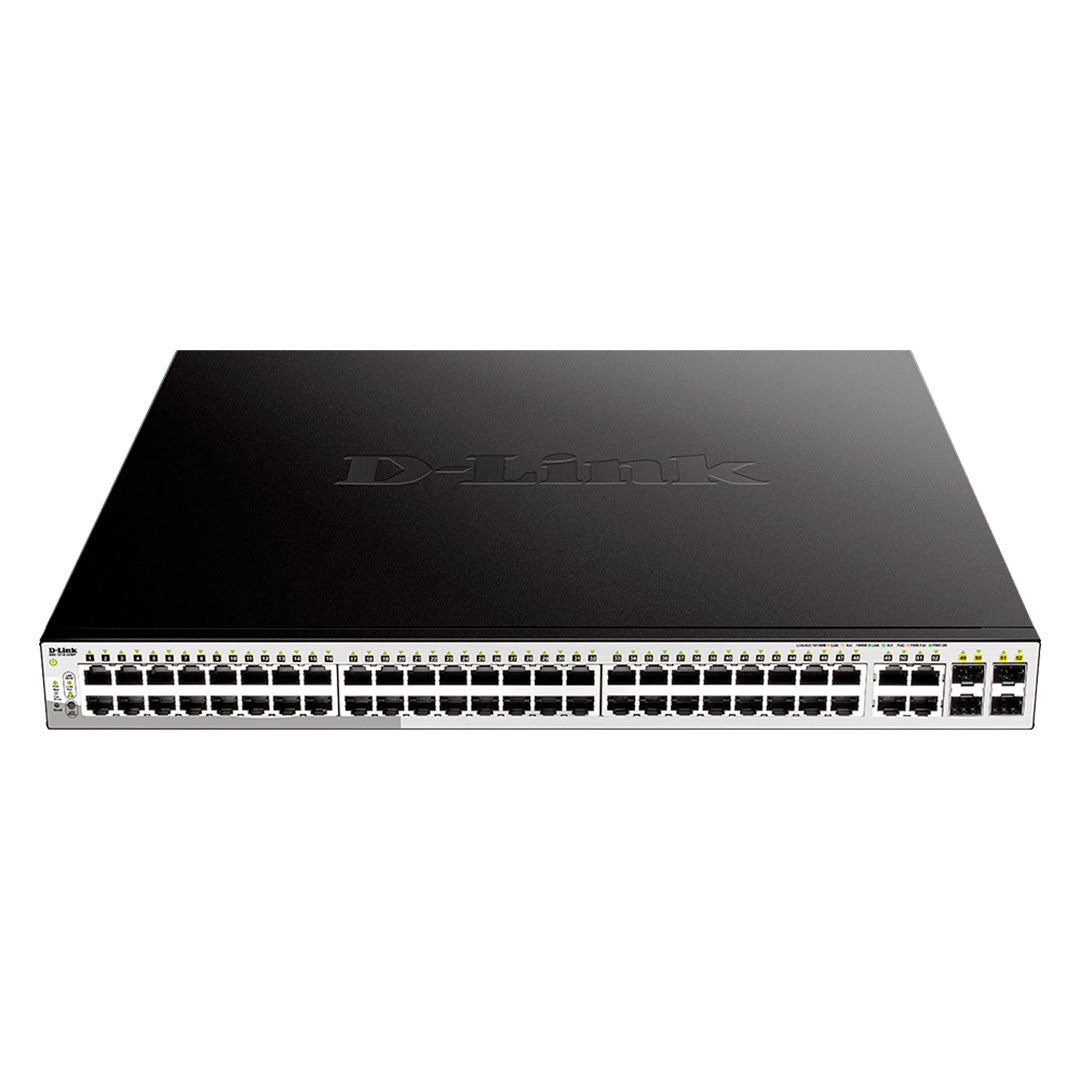 D-LINK DGS-1210-52MP Switch administrable de 48 puertos PoE 10/100/1000+ 4 puertos SFP/Gigabit 370W