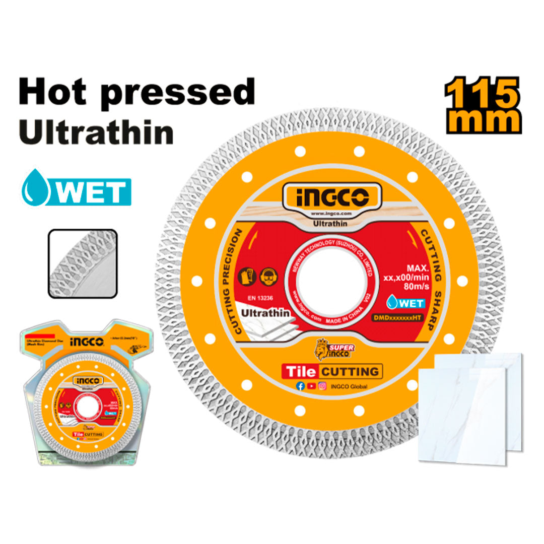 INGCO DMD081151HT Disco diamante ultrafino 4 1/2'' (borde de  malla)