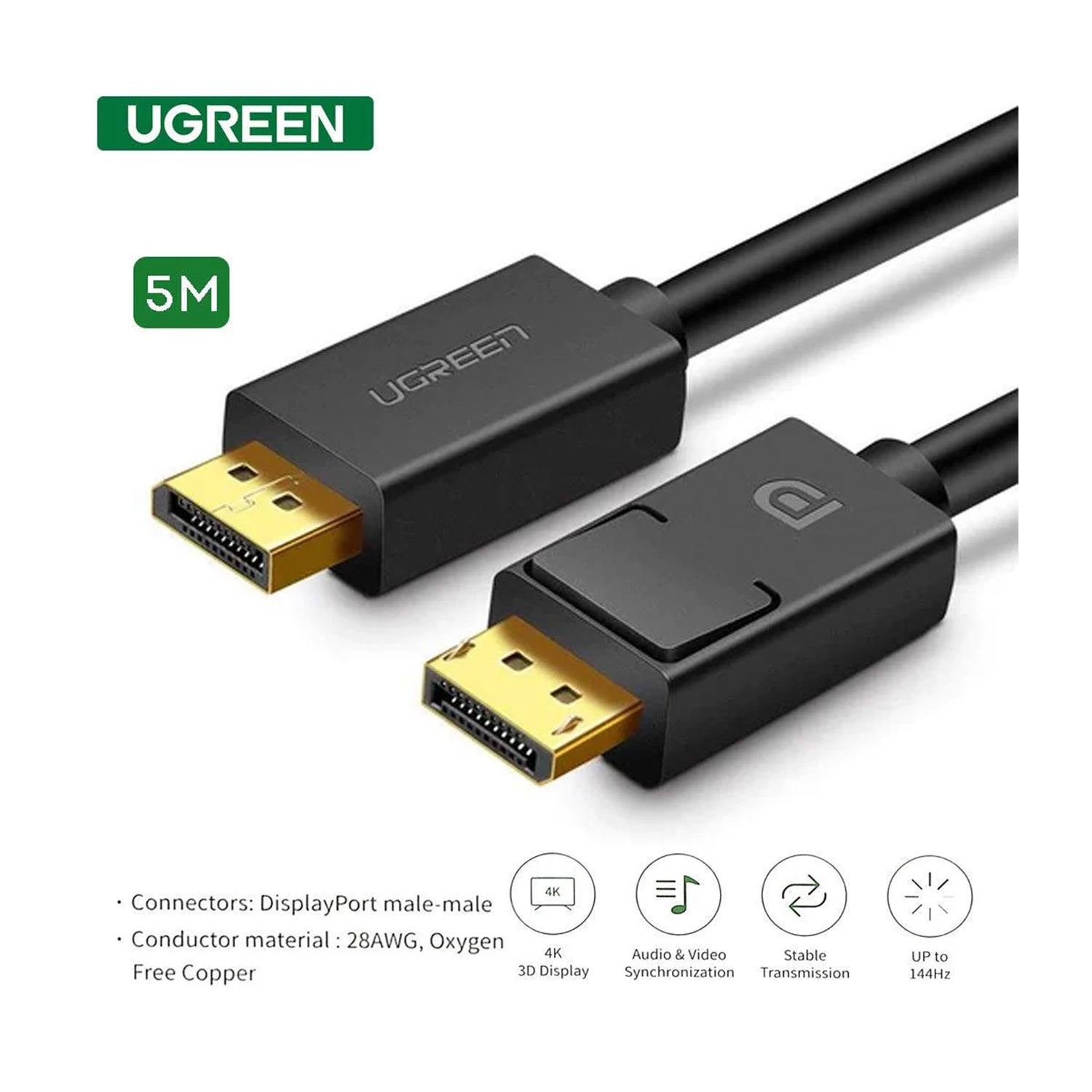 UGREEN DP102 10213 Cable DisplayPort 1.2 4k Macho a Macho 5m