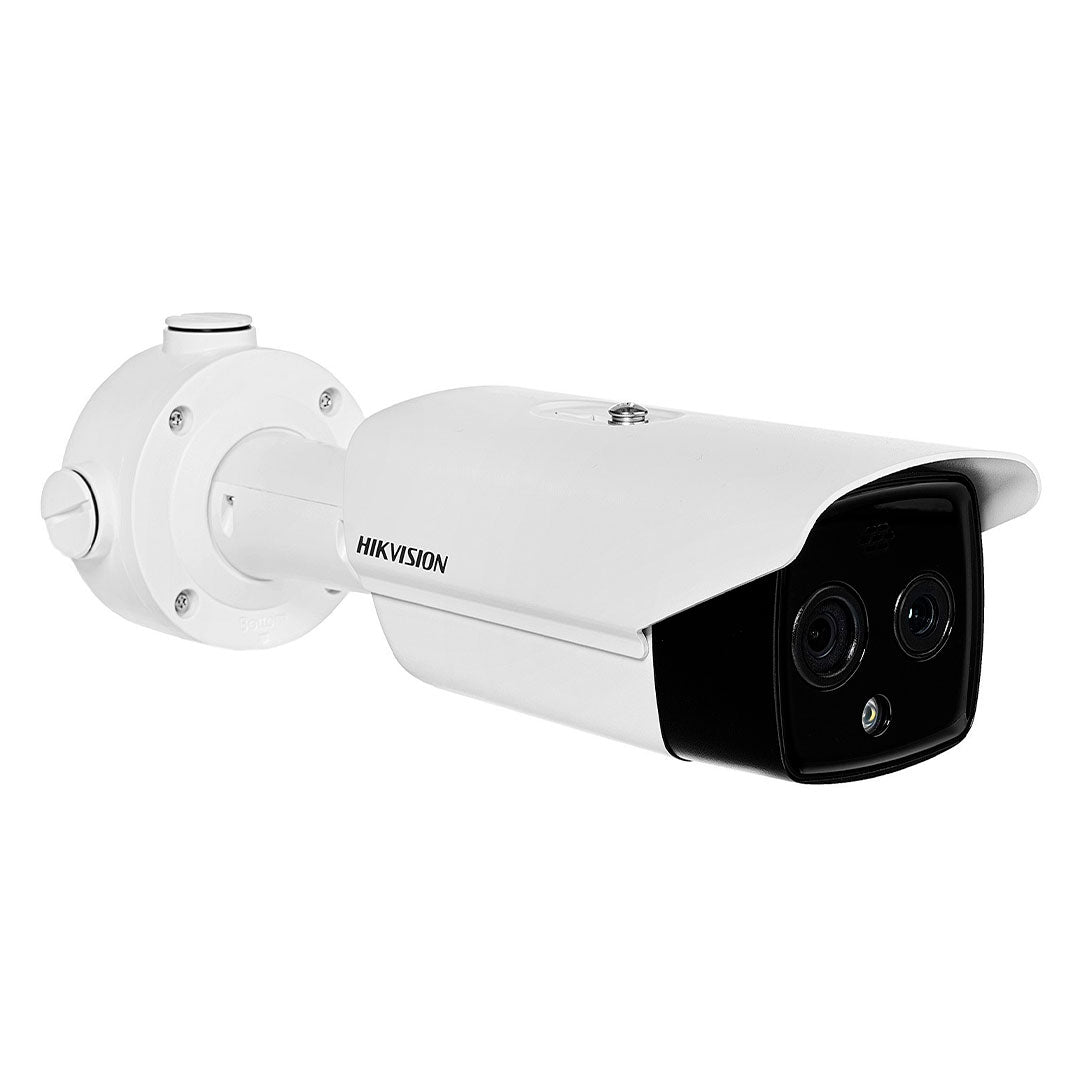 HIKVISION DS-2TD2617-6/QA Cámara de seguridad IP térmico y óptico 4MP tubo sirena y luz de alerta IR40