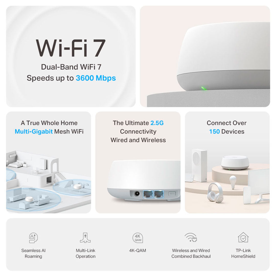 TP-LINK DECO BE25 2-Pack Router Mesh WiFi7 BE3600 doble banda