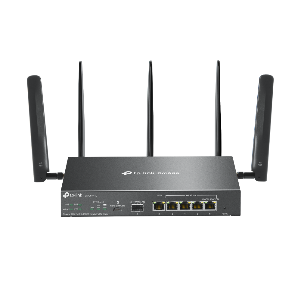TP-LINK ER706WP-4G Router VPN Gigabit 4G+ Cat6 Wi-Fi 6 AX3000