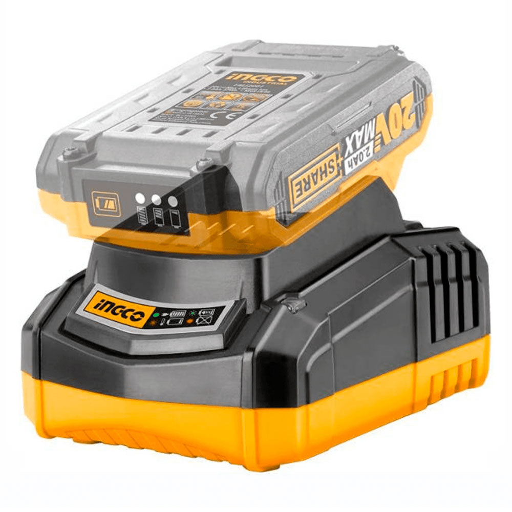 INGCO FCLI2001 Cargador de carga rápida inteligente P20S. 20V 2.0Ah