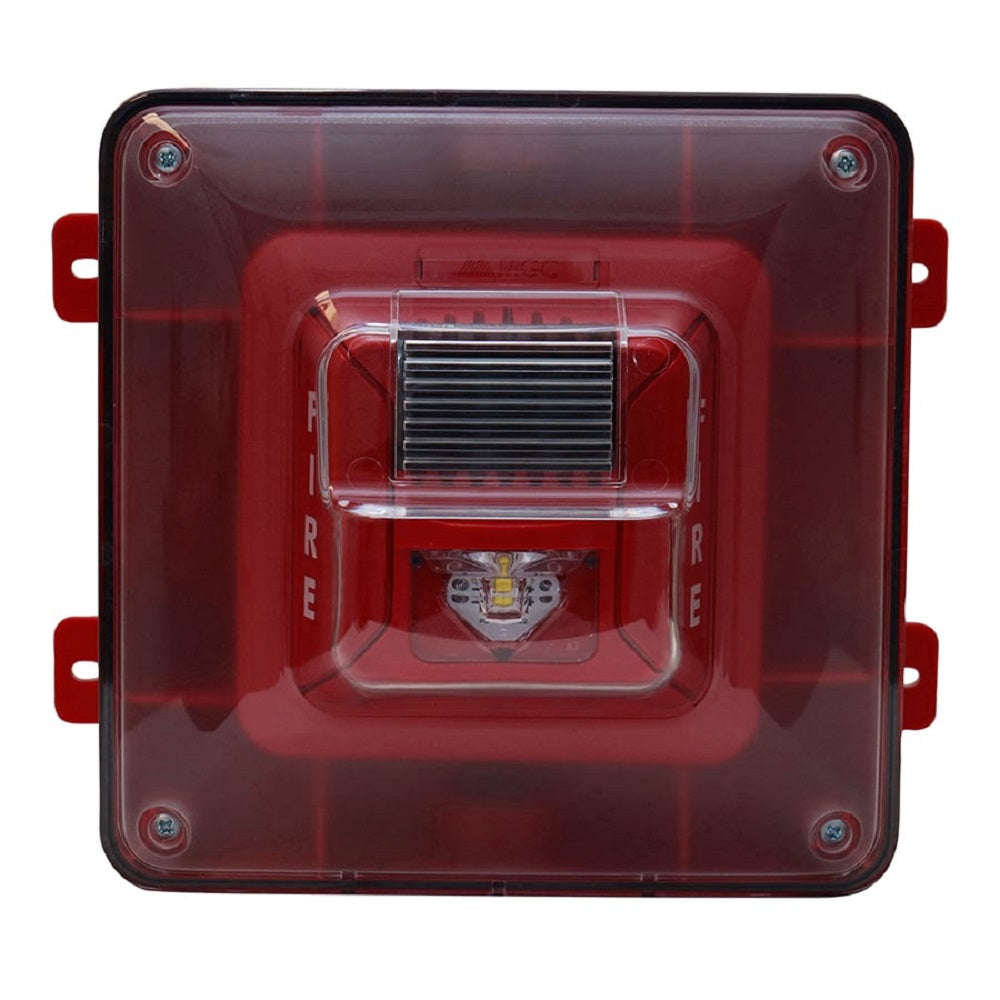 MIRCOM FHS-400-RR-WP Sirena con luz estrobo 24v para exterior rojo