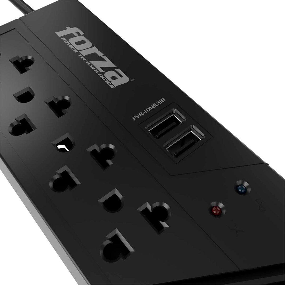FORZA FVR-1012USB Estabilizador Regulador de energía 500W, 1000VA, 4 tomas, NEMA 2 USB