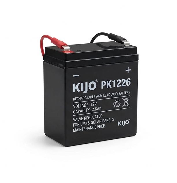 KIJO PK1226 Bateria 12V 2.6AH Seca AGM para UPS y Paneles Solares 6.8x4.5x9.7cm