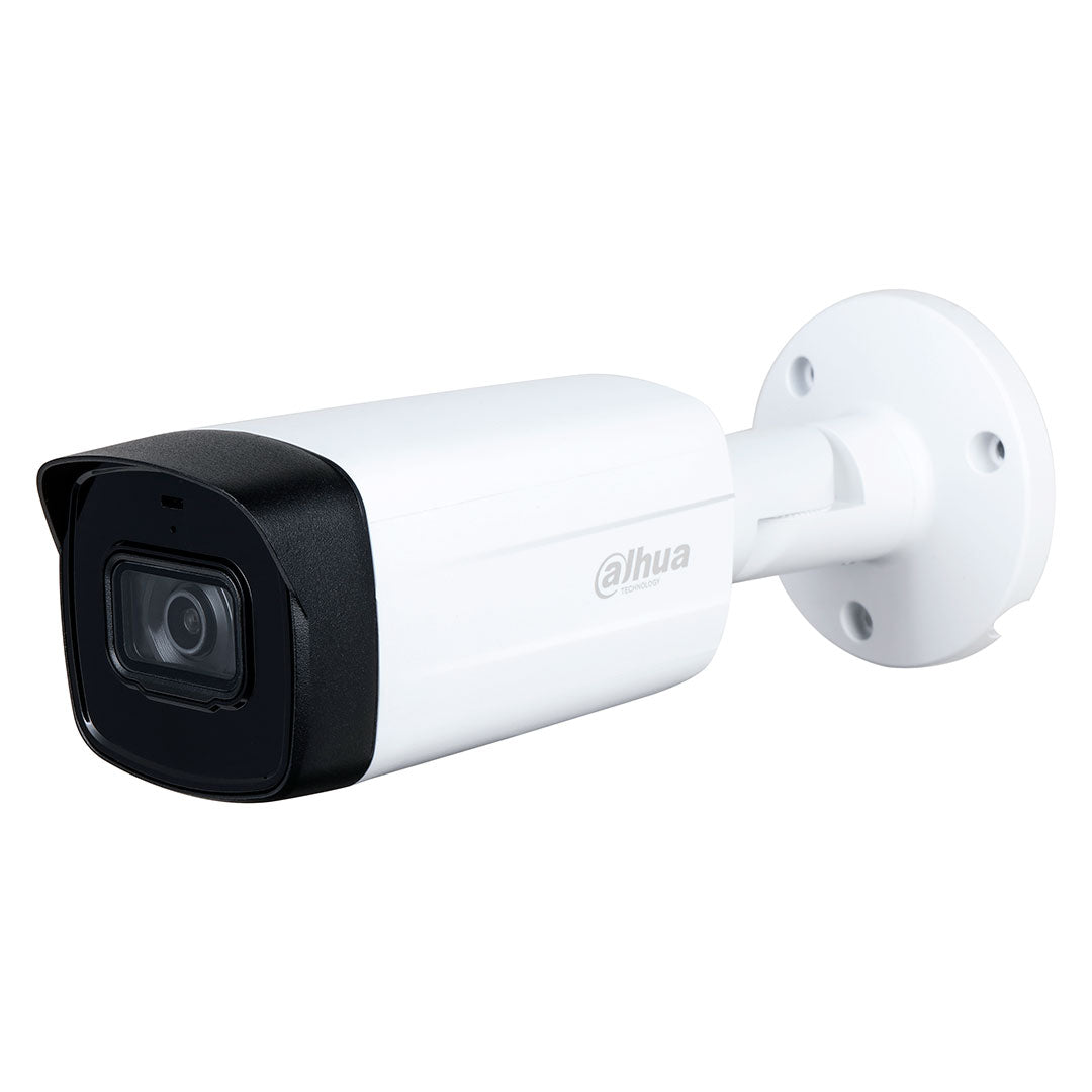 Cámara de seguridad tipo bala Dahua blanca para videovigilancia y monitoreo