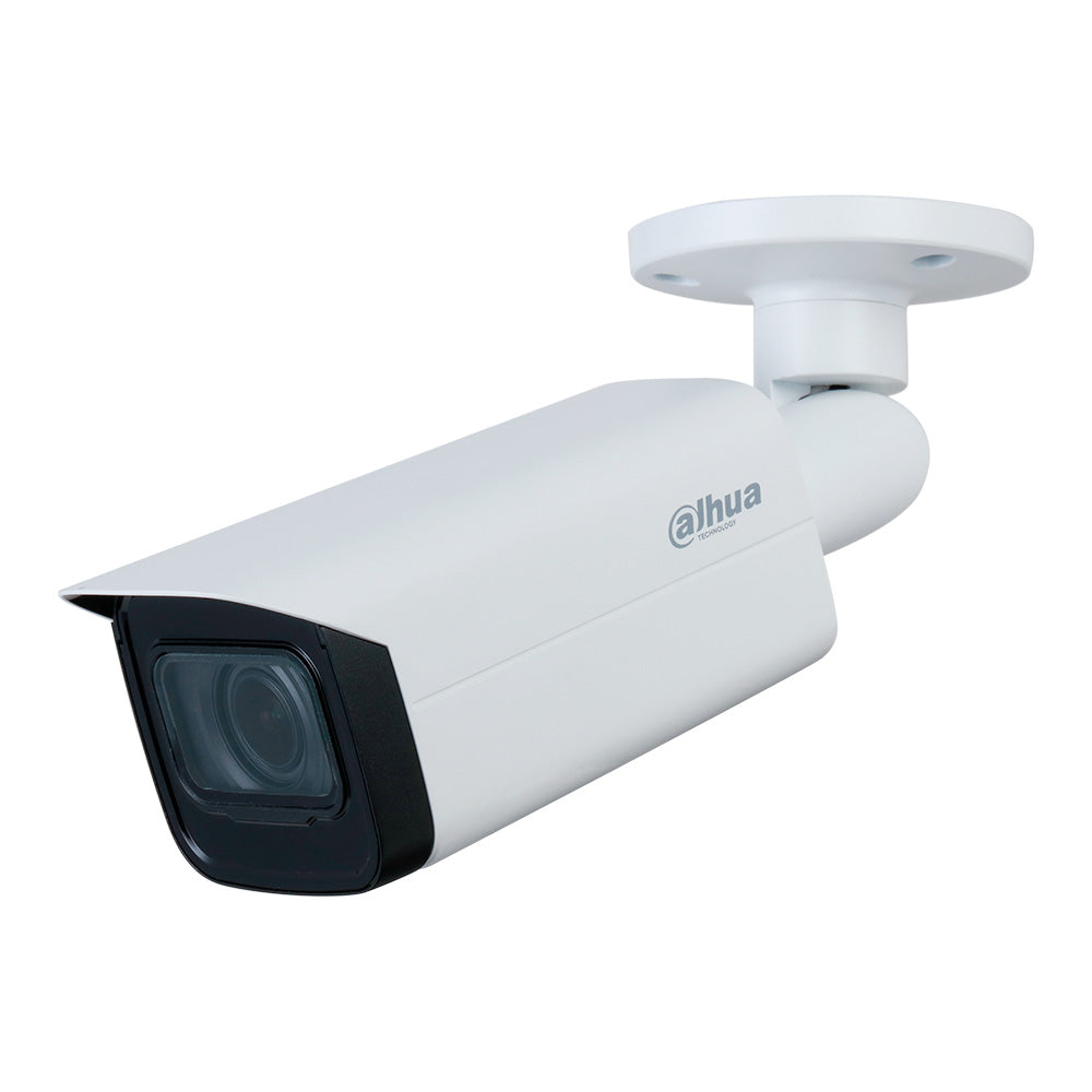 Cámara de videovigilancia tipo bala Dahua blanca para seguridad electrónica