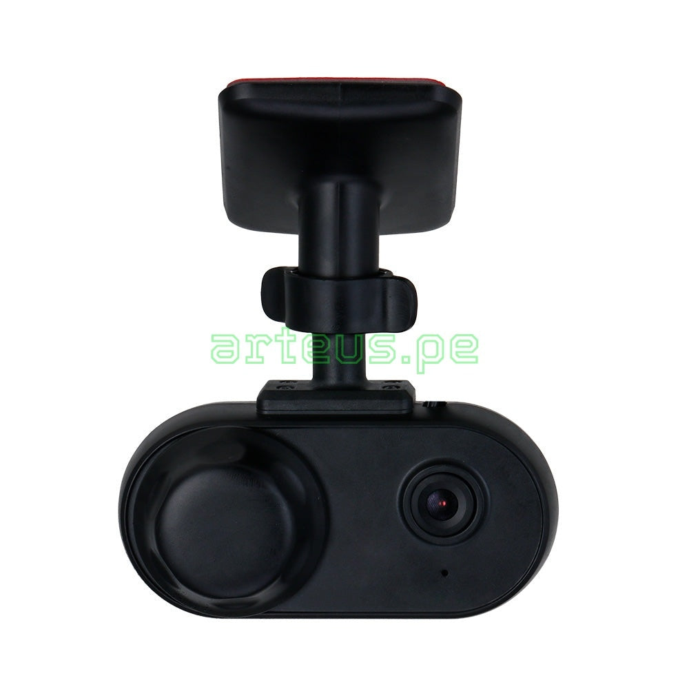 Cámara de seguridad para auto, color negro, con soporte de montaje adhesivo, vista frontal