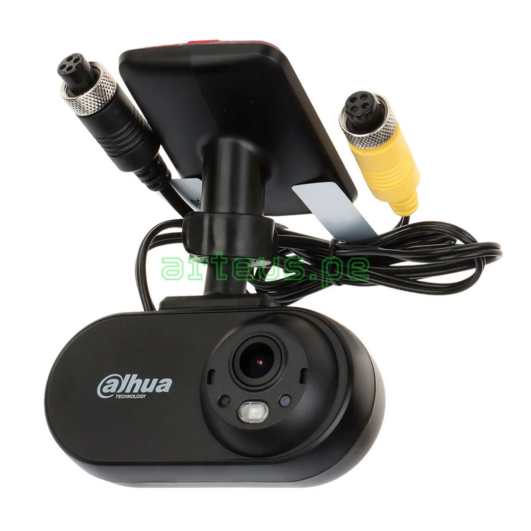Cámara de seguridad Dahua con lente, micrófono y cables para videovigilancia y redes