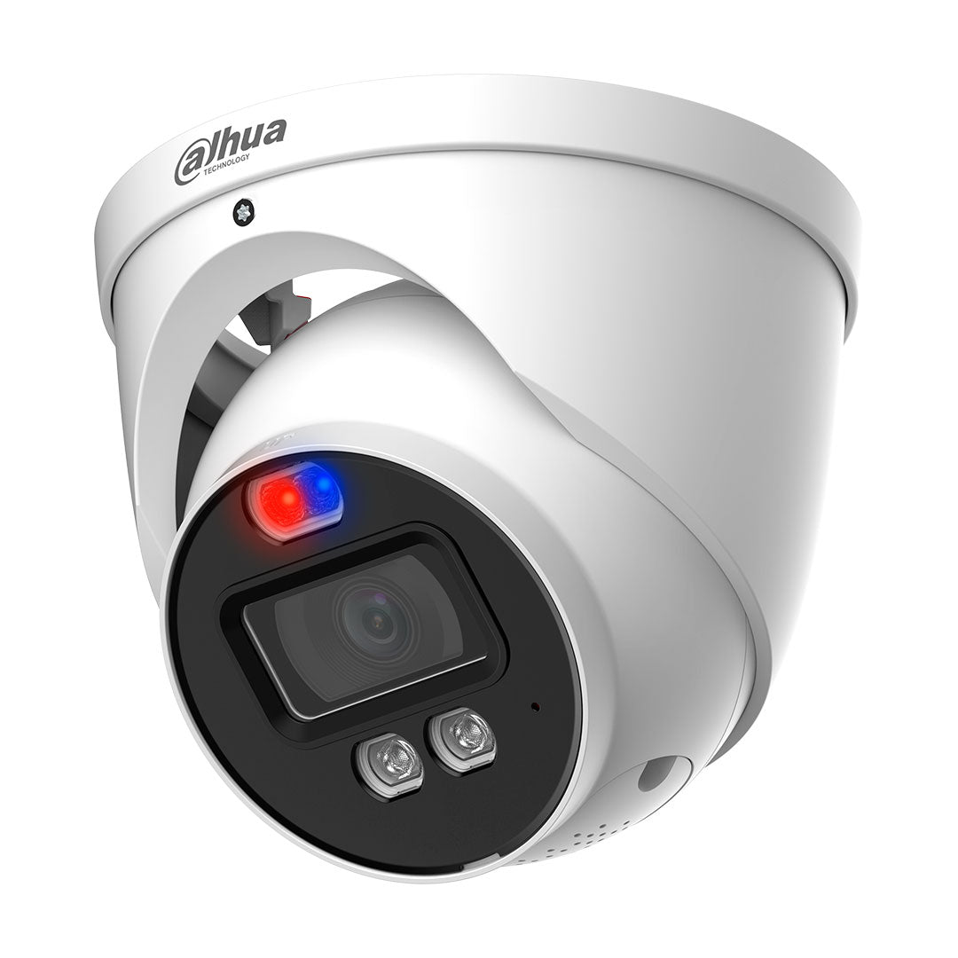 DAHUA HAC-ME1239H-A-PV Cámara de Seguridad Analógica 2MP Domo, Disuasión Activa, Luz Dual Inteligente