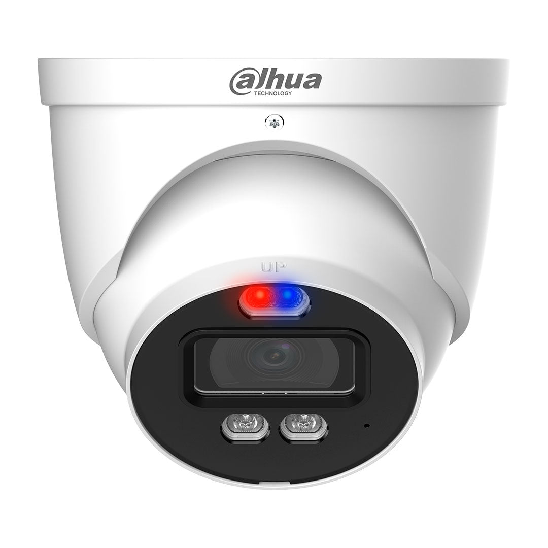DAHUA HAC-ME1239H-A-PV Cámara de Seguridad Analógica 2MP Domo, Disuasión Activa, Luz Dual Inteligente