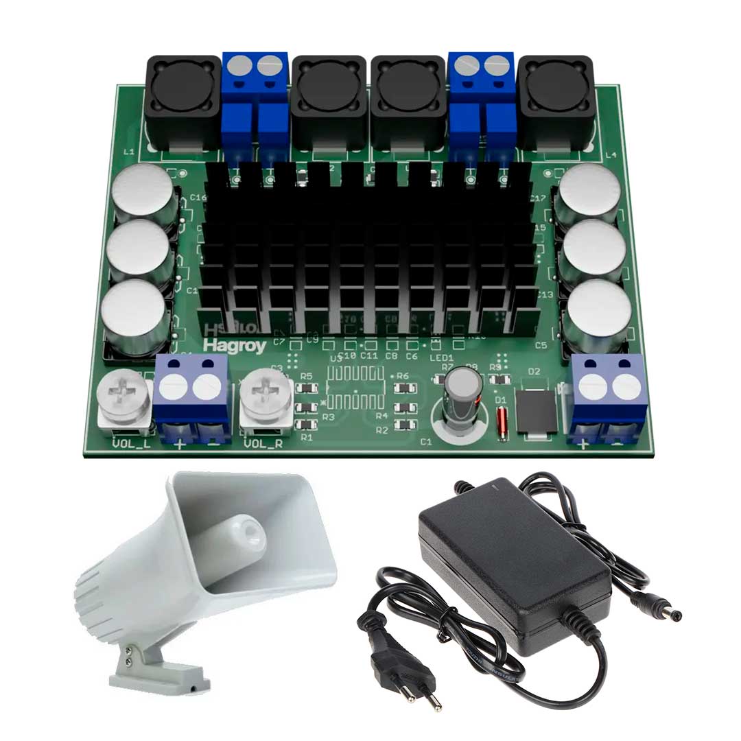 HAGROY HG-KIT-AUDIOVOX-ST Kit Amplificador Incluye: Tarjeta Audivox-ST, Sirena, Fuente