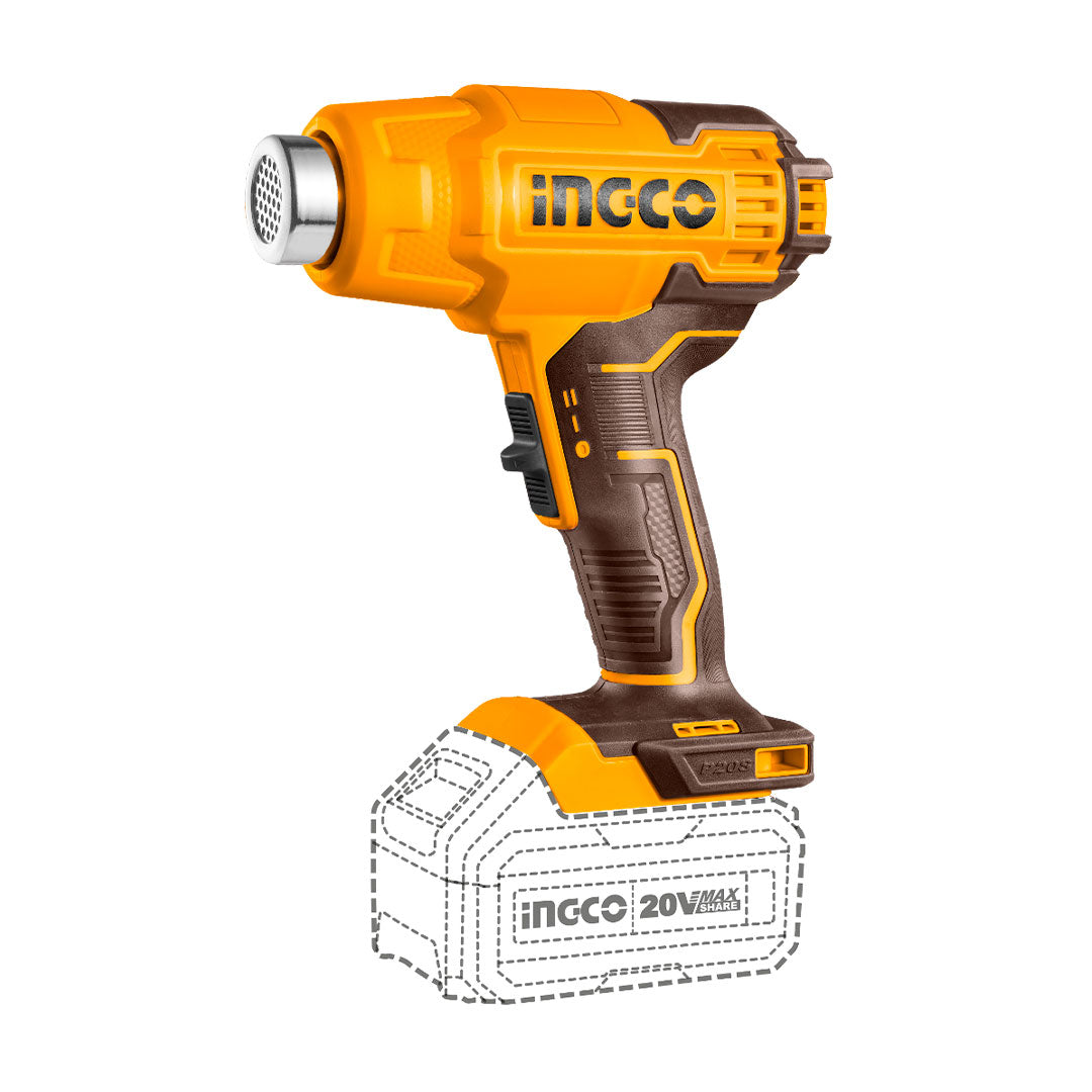 INGCO HGLI20025 Pistola de Calor 20V + batería 4.0Ah + cargador