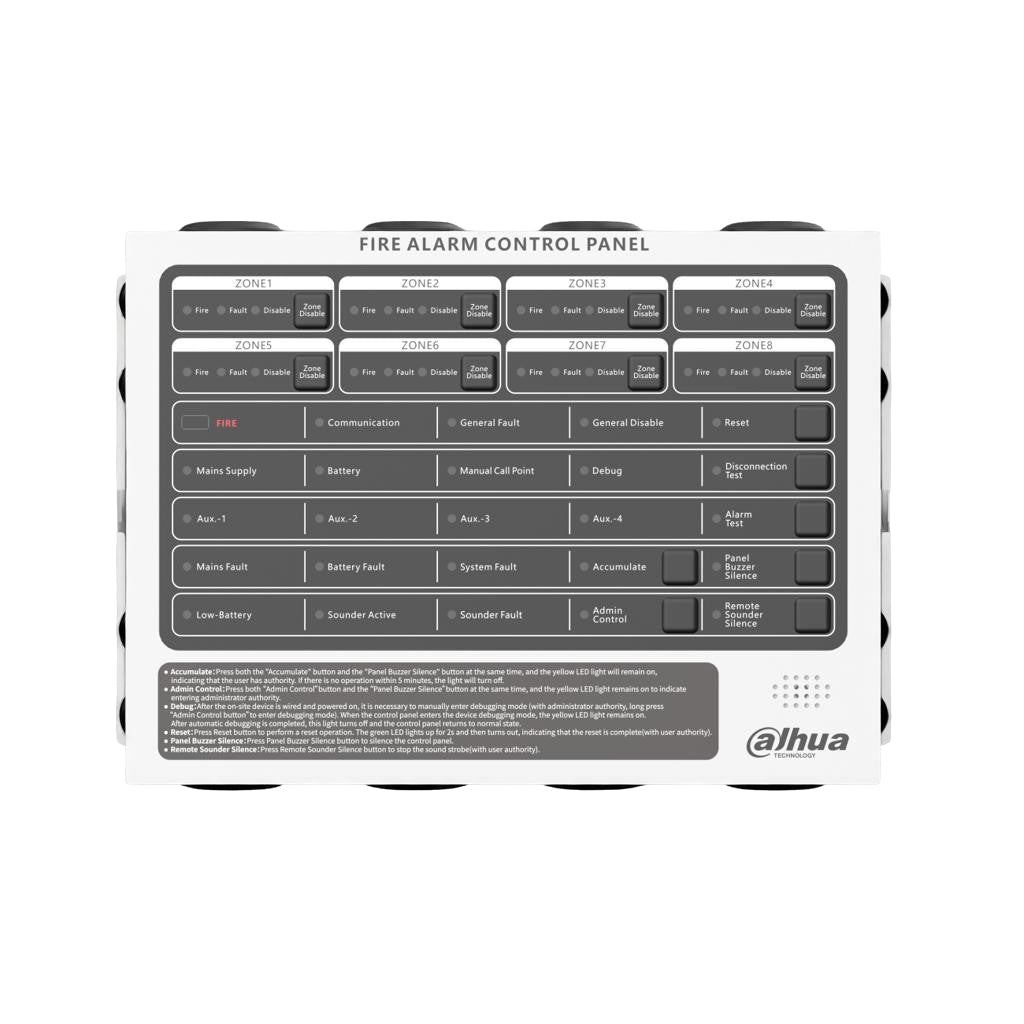 DAHUA HY-C102-8 Panel de Alarma Contra Incendio Convencional  8 Zonas Rojo