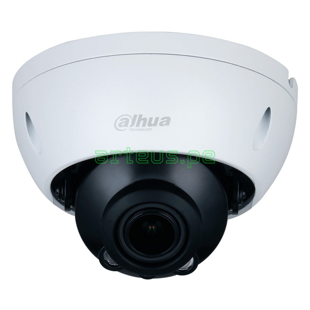 Cámara de seguridad domo Dahua para videovigilancia, color blanco y negro.
