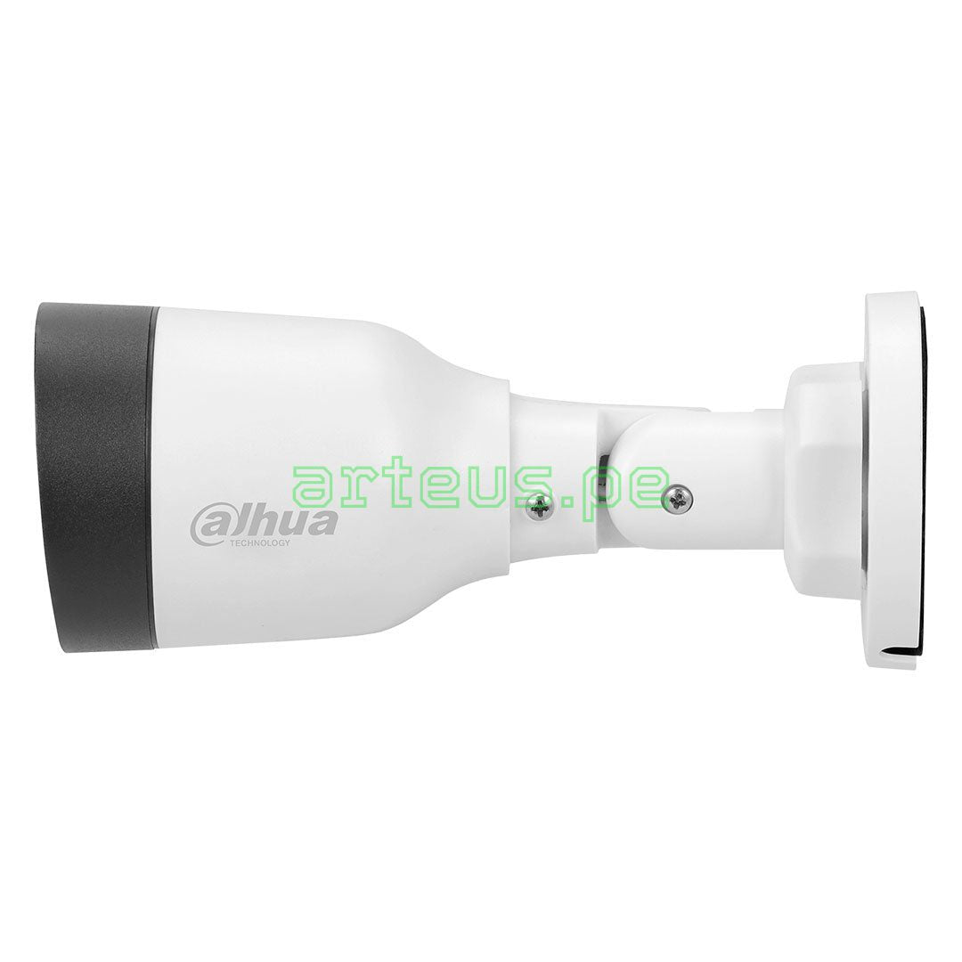 Cámara de videovigilancia tipo bala Dahua blanca para seguridad electrónica.