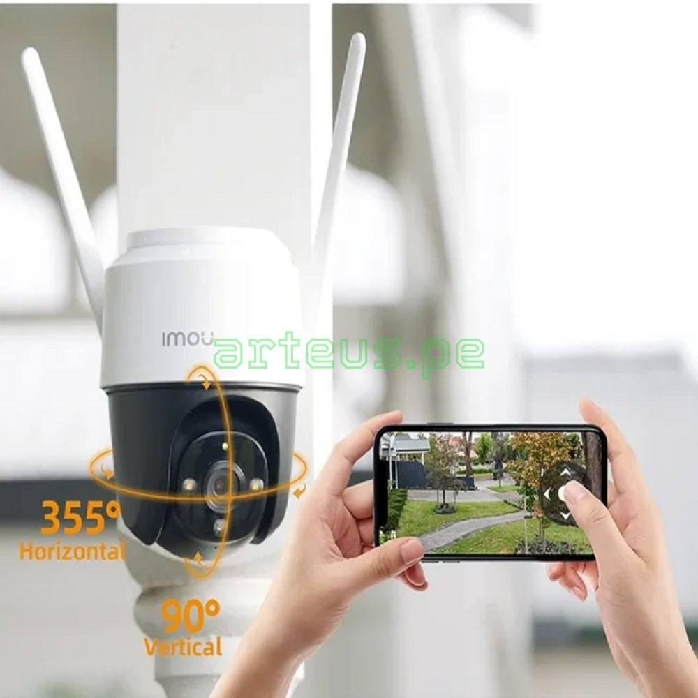 Cámara de vigilancia exterior con rotación 355° y control remoto desde smartphone