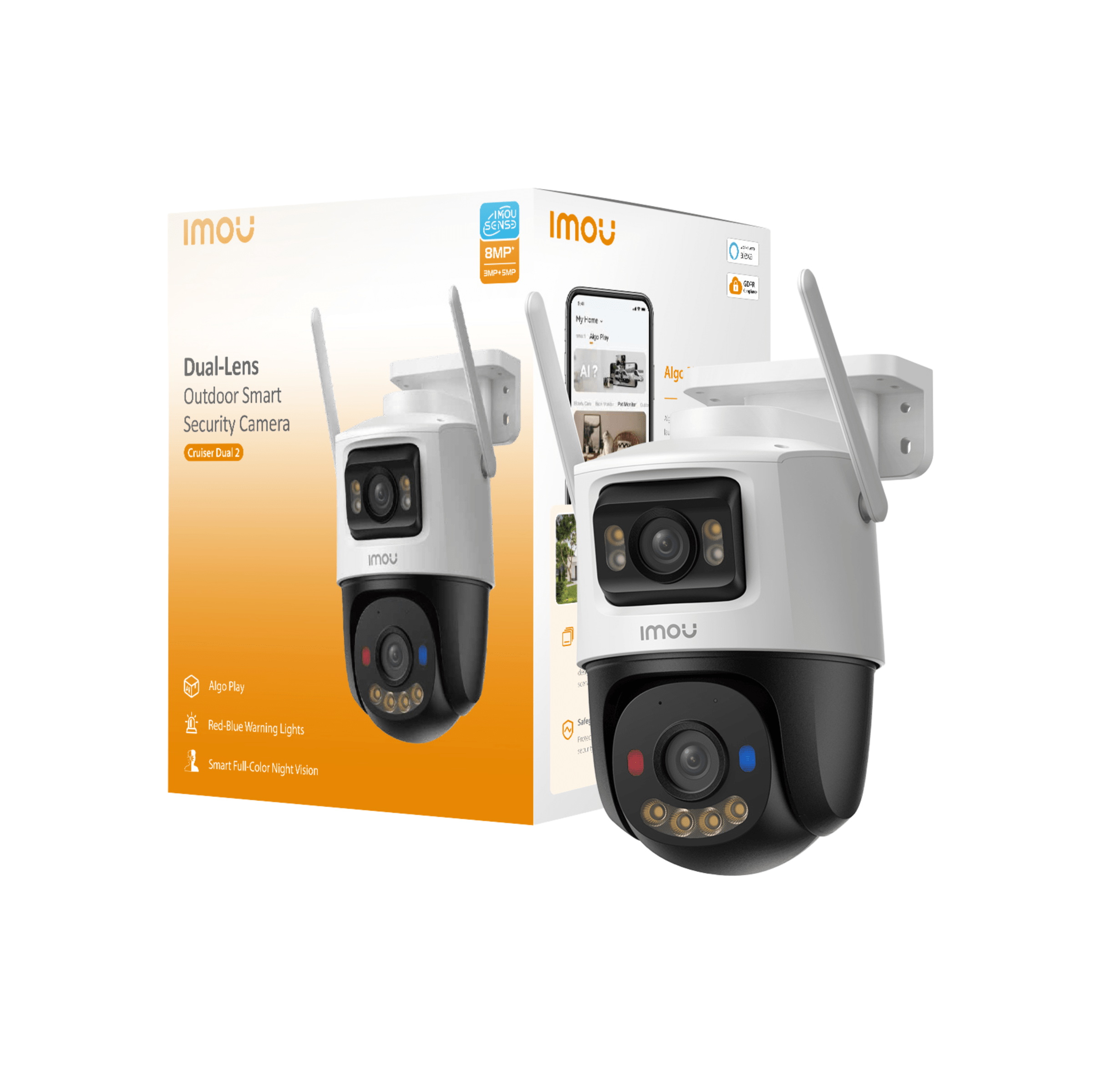 IMOU CRUISER DUAL PRO 2 2K+ Cámara de Seguridad WiFi 4MP Doble Lente IPC-S7XFN-8U0WED