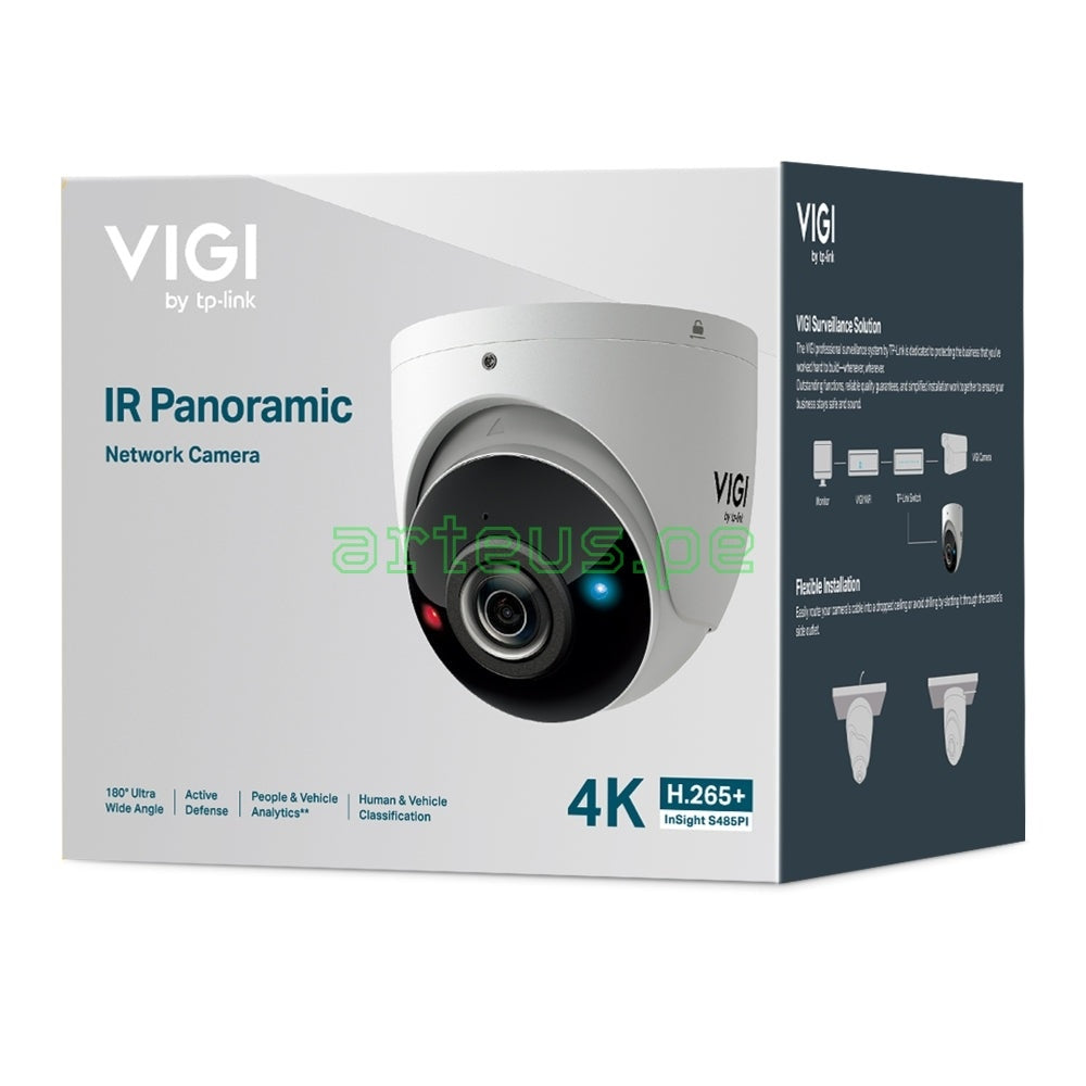 TP-LINK InSight S485PI Cámara de red panorámica tipo torreta VIGI de 8 MP con Infrarrojos