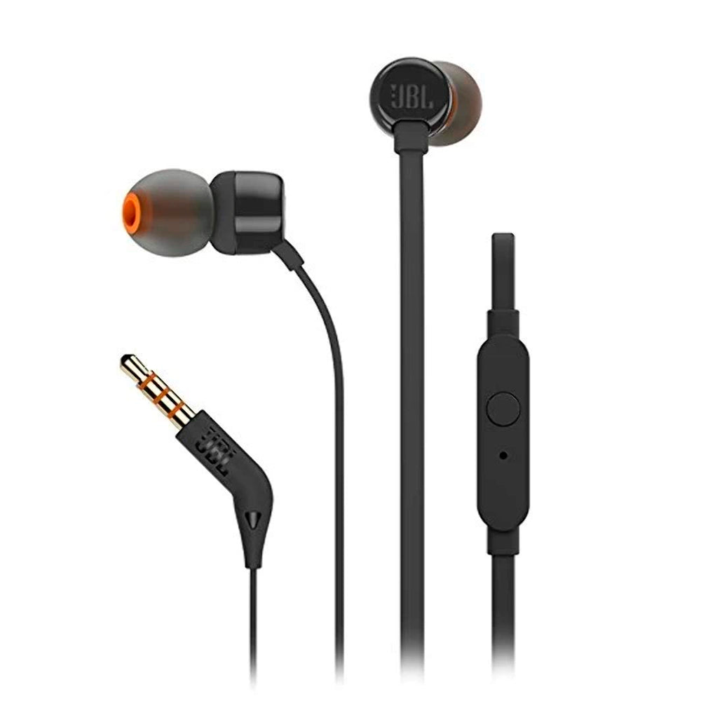 JBL TUNE110, Audífono de Botón con Mic Negro - JBLT110BLKAM