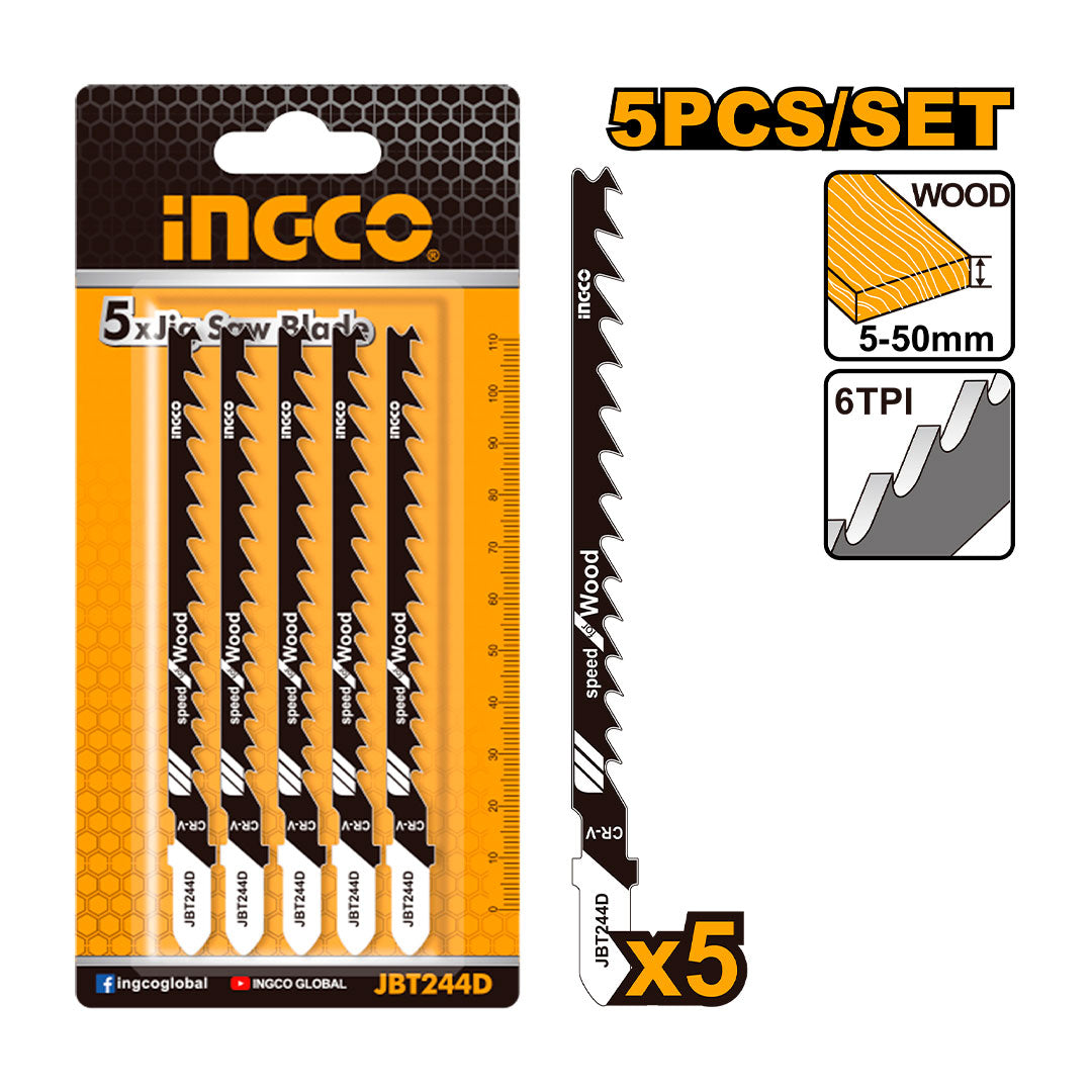 INGCO JBT244D Juego de 5 hojas para sierra de calar madera