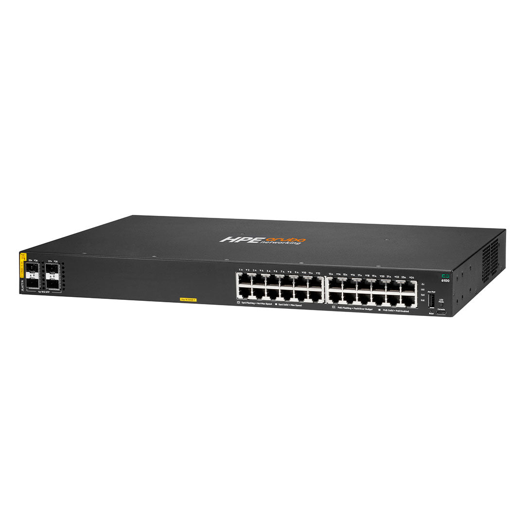 HPE ARUBA JL677A 6100 Switch POE 24 Puertos Gigabit Clase 4 4SFP+ 370w L3