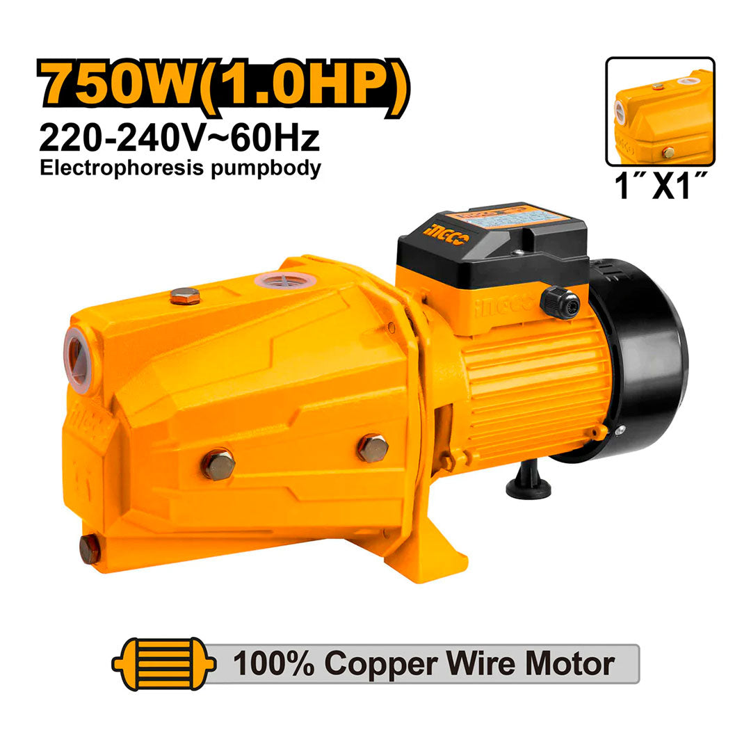 INGCO JP07508-5 Bomba de agua 1HP. 55L/min. 750w