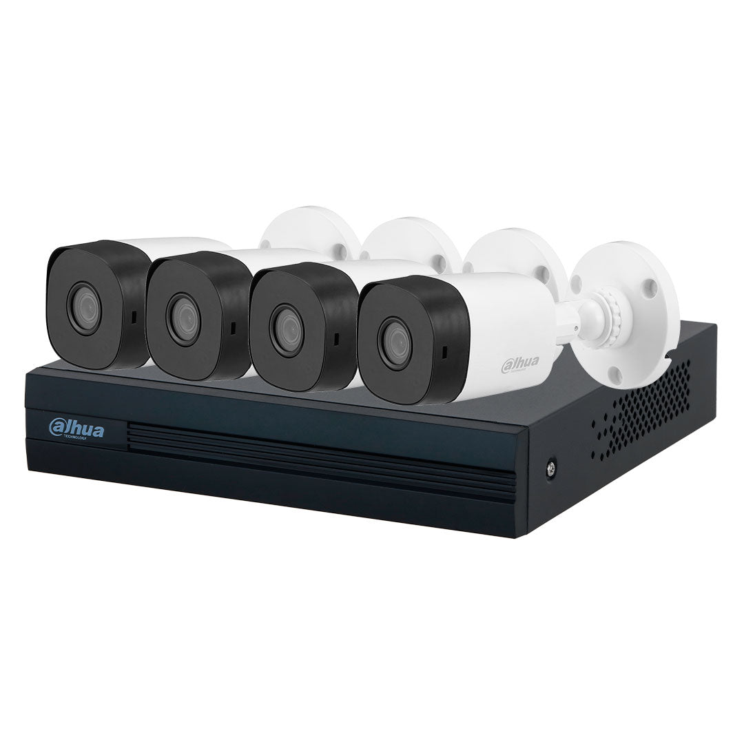 DAHUA KITXVR1B04-I+4B1A21 Kit de 4 canales 2MP DVR Cooper-I WizSense con IA, 4 cámaras B1A21