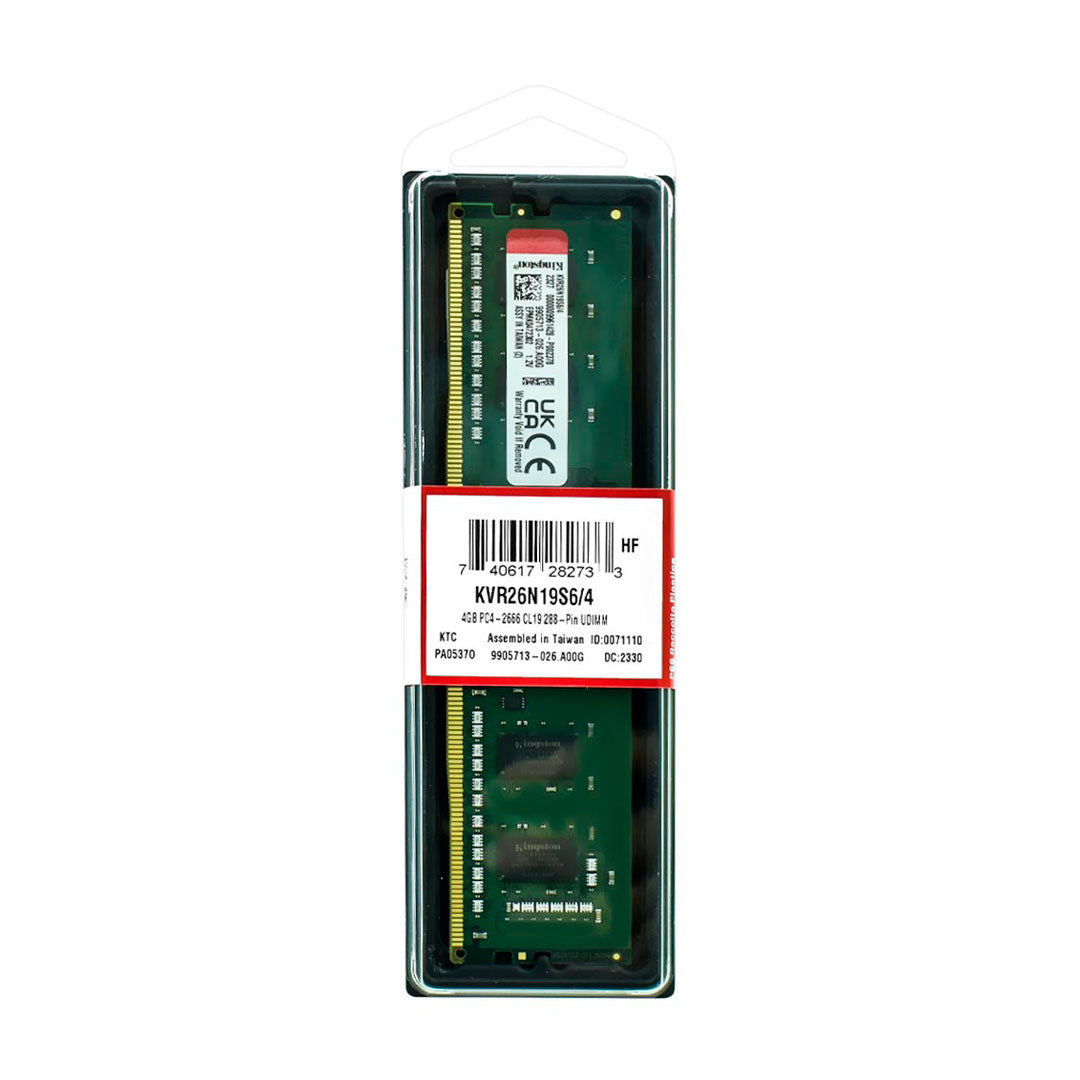KINGSTON KVR26N19S6/4 MEMORIA DIMM 4GB DDR4 2666 MHZ