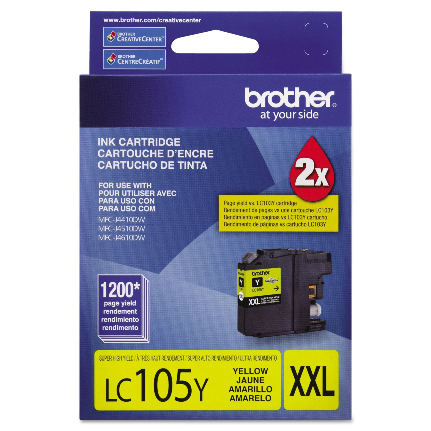 BROTHER LC105Y Cartucho de Tinta Color Amarillo 1200 Paginas