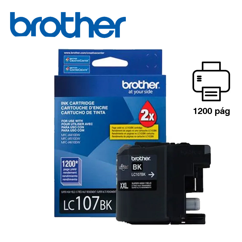 BROTHER LC107BK Cartucho de Tinta Color Negro 1200 Paginas