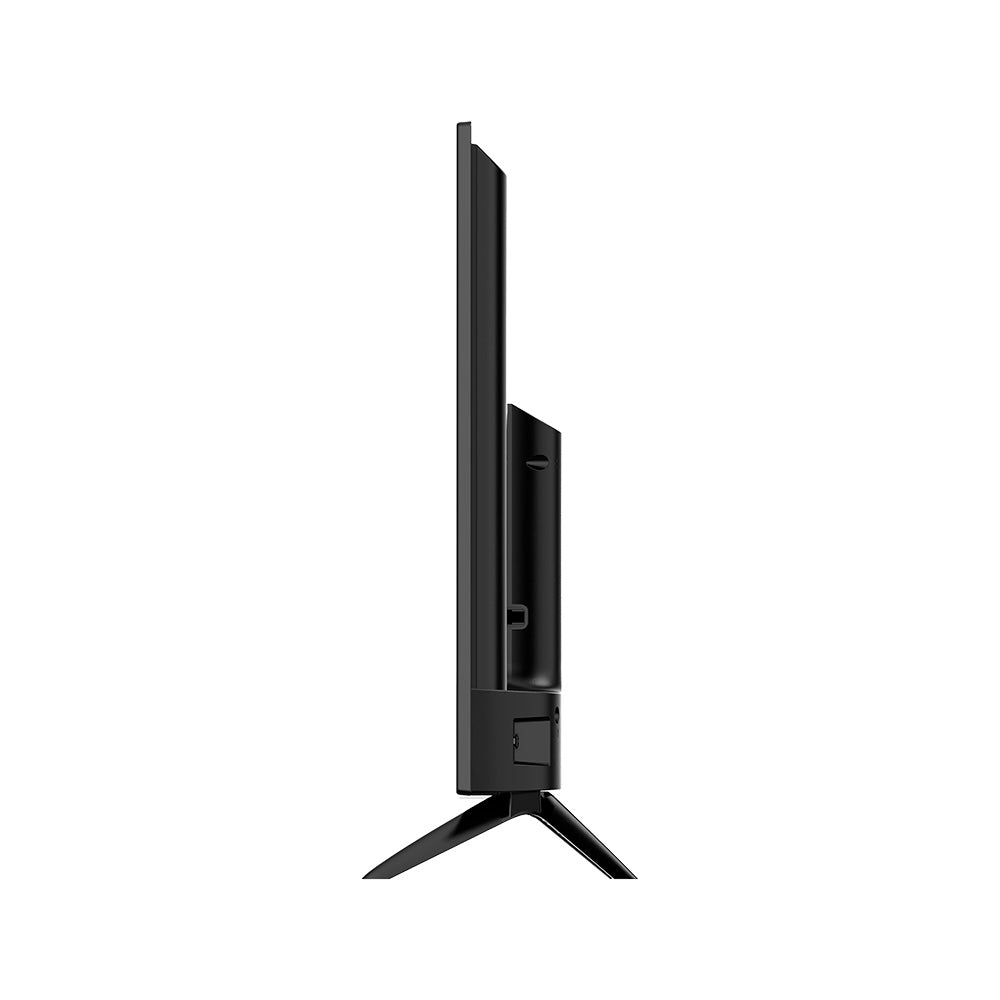Vista lateral de pantalla LED delgada con soporte, ideal para multimedia y seguridad electrónica