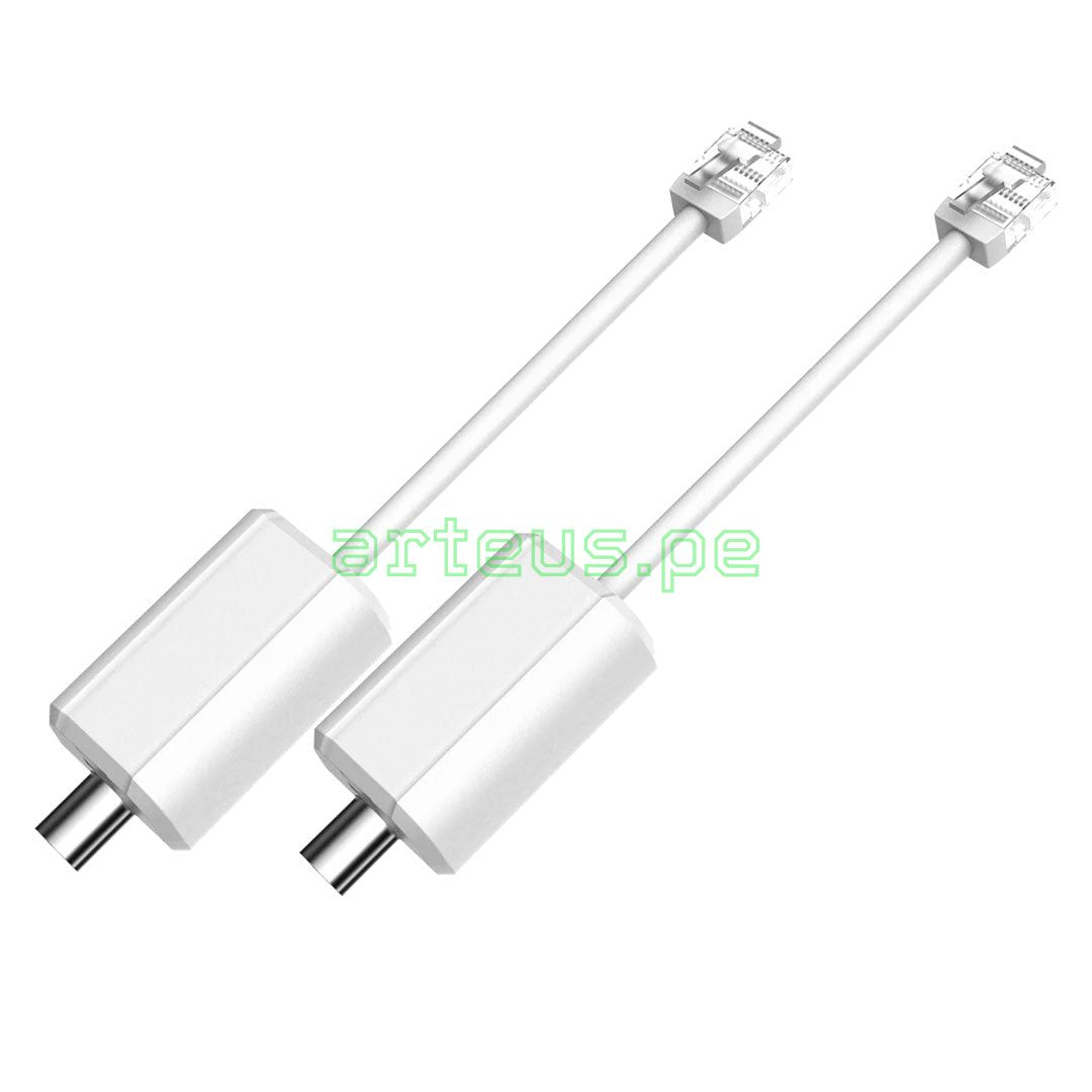 Par de adaptadores balun para cámaras de seguridad, conector coaxial a RJ45, color blanco