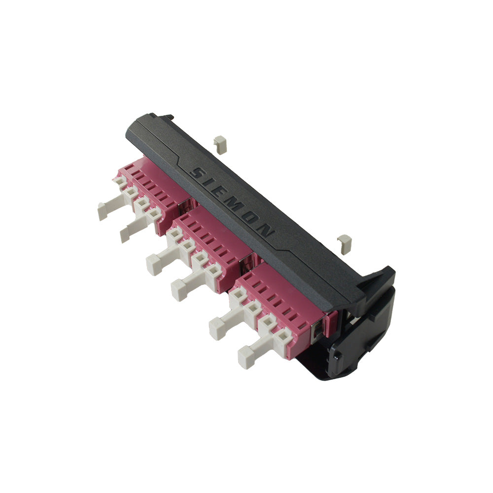 SIEMON LVA12-LCE-BC-A Placa Adaptador FO, LightVerse, 12 Acopladores LC OM4, color Violeta.