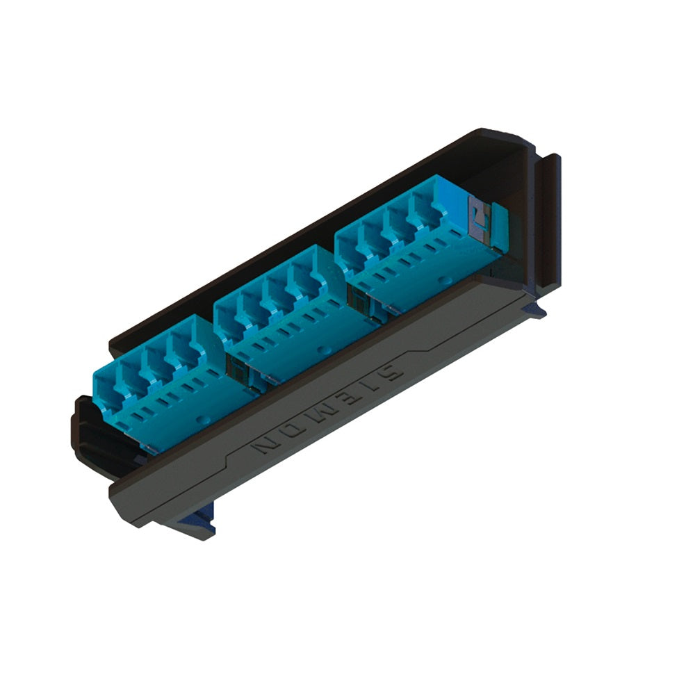 SIEMON LVA12-LCU-BC-A Placa Adaptador FO, LightVerse, con 12 Acopladores LC, Monomodo color Azul.