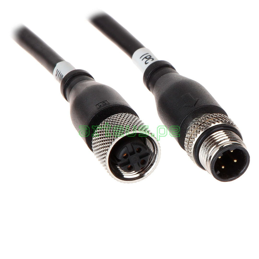 Cable conector industrial M12 de 4 pines macho y hembra para redes y automatización