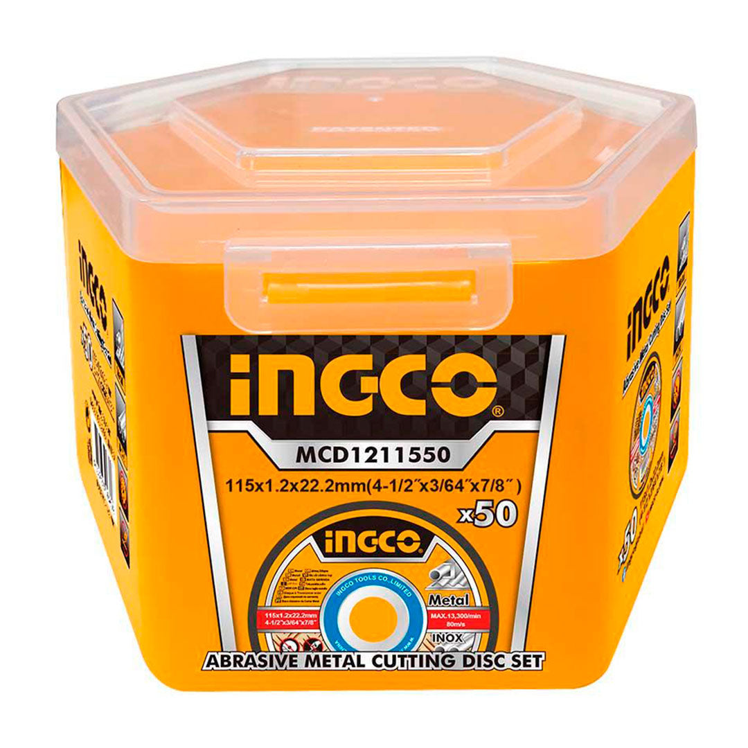 INGCO MCD1210550 Set de Disco de Corte de Metal 4", 50 piezas