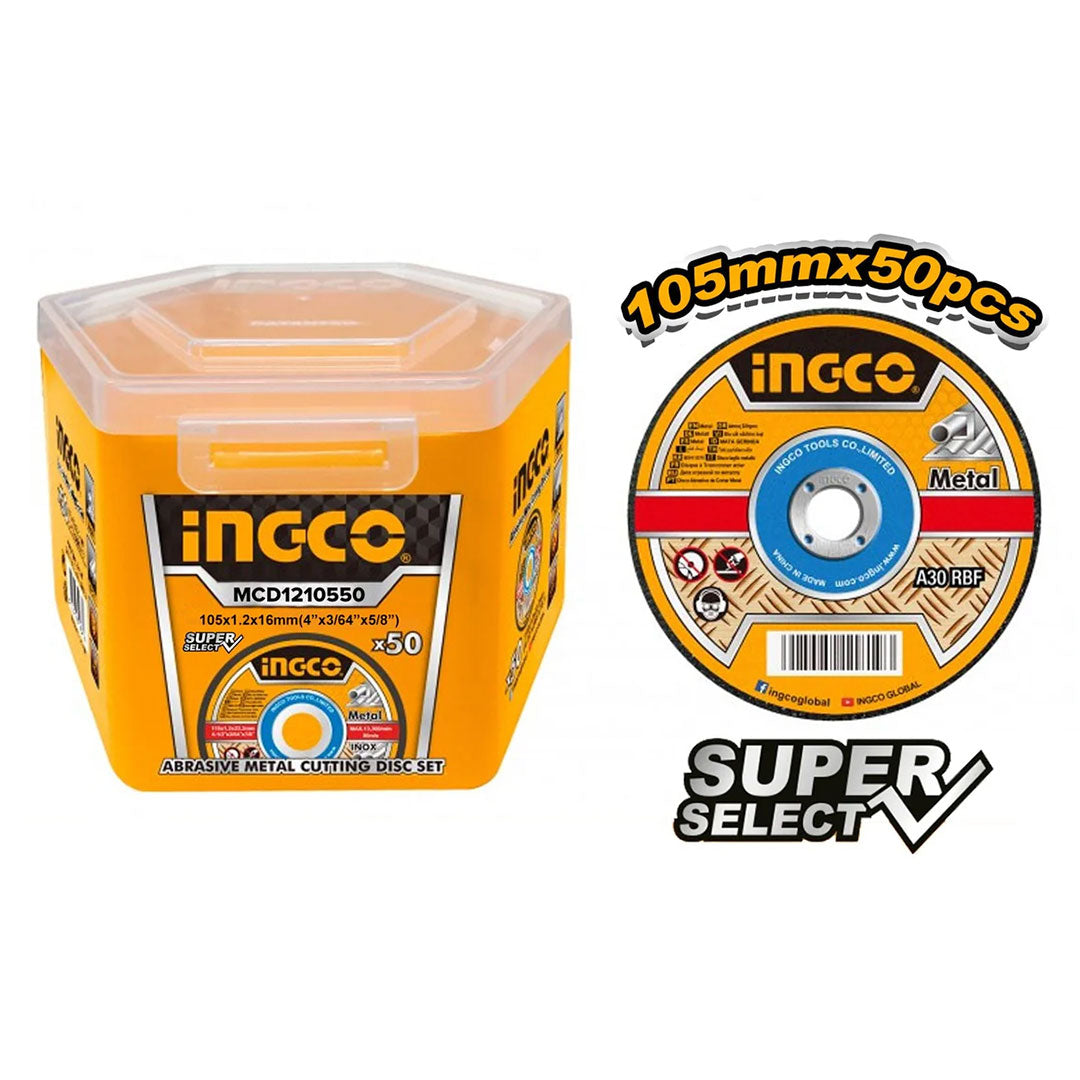 INGCO MCD1210550 Set de Disco de Corte de Metal 4", 50 piezas