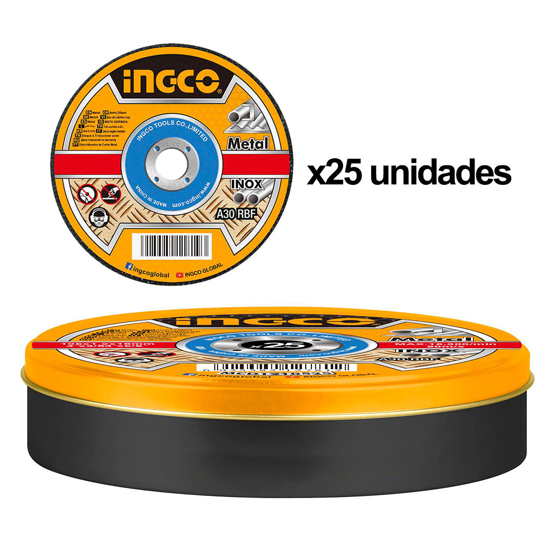 INGCO MCD1211525 Disco de corte para metal 41/2' (115MM) 25 piezas