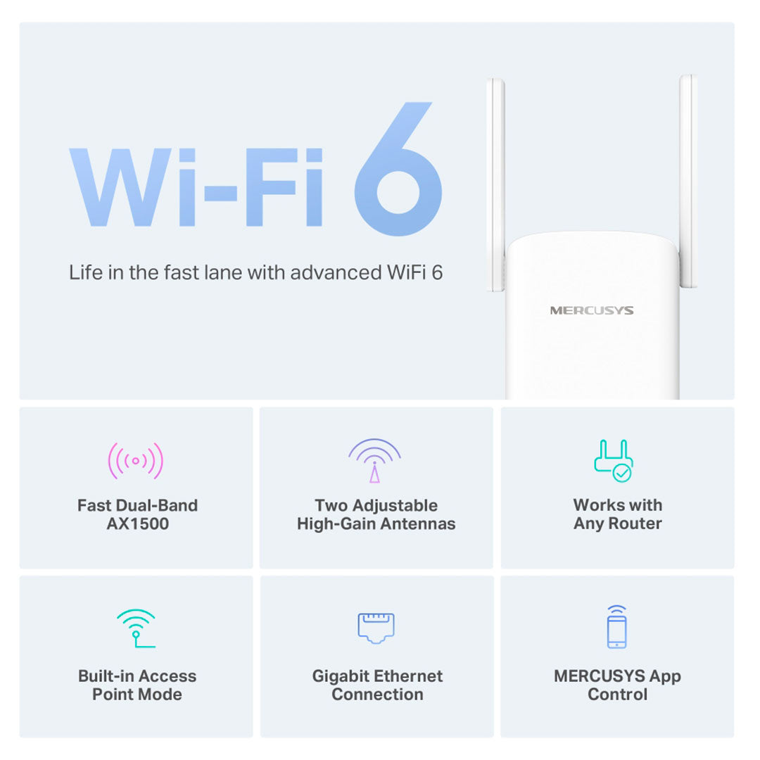 MERCUSYS ME60X Extensor de Rango WiFi 6 Doble Banda AX1500