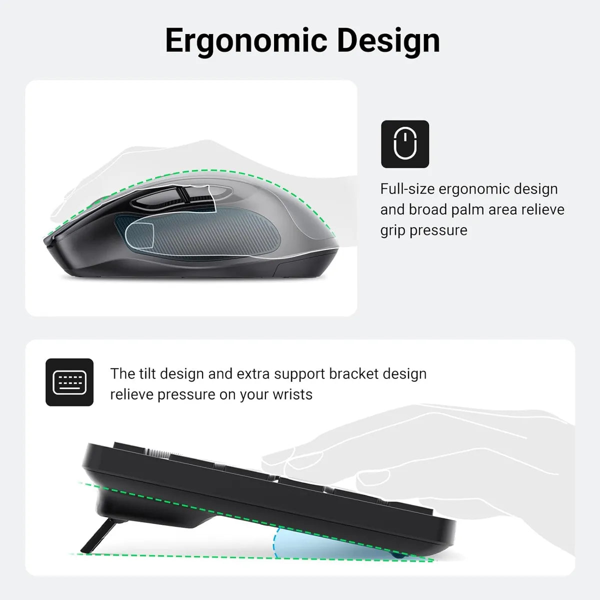 UGREEN MK006 35740 Combo Teclado y Mouse Inalambrico 4000dpi 2.4G
